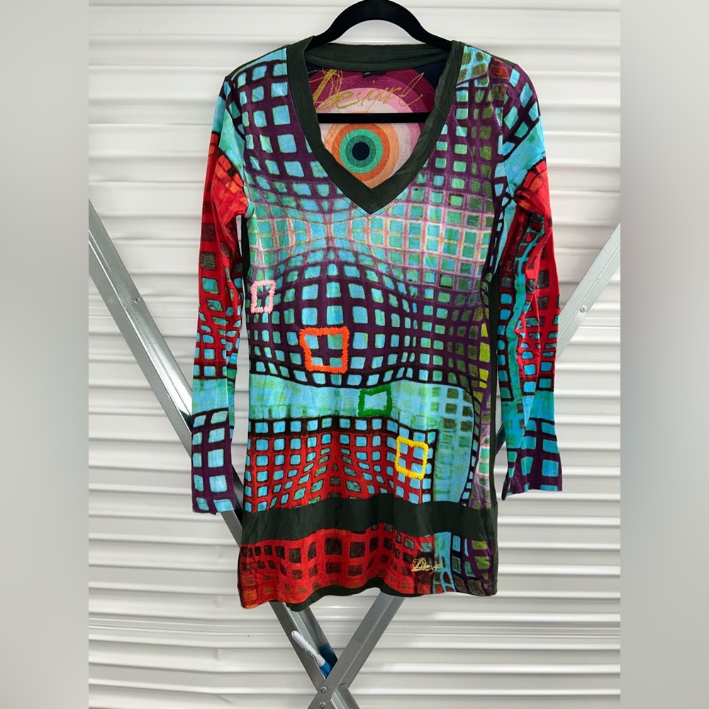 Colorful Geometric Long Sleeve Dress